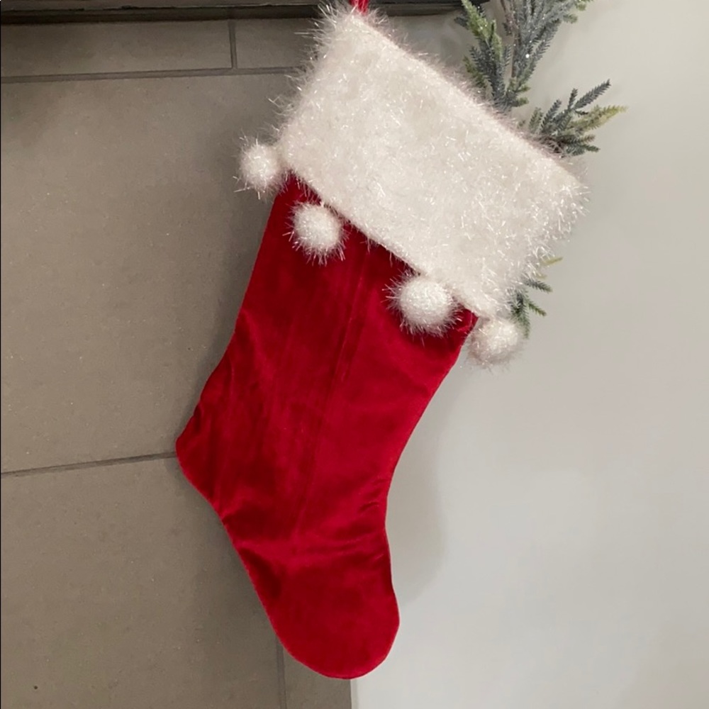 Two red and white Christmas stockings